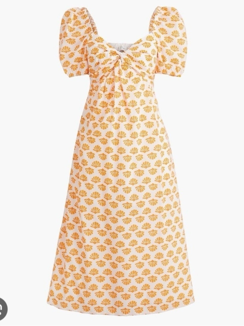 J. Crew Yellow Shell-Print Puff Sleeve Maxi Dress